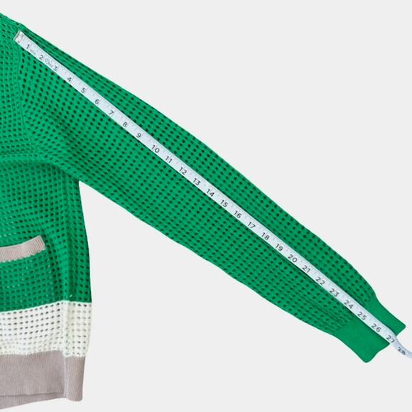 Obey Mens Anderson '60s Cardigan Sweater Button Front Mesh Green Multi Size S - Picture 6 of 7